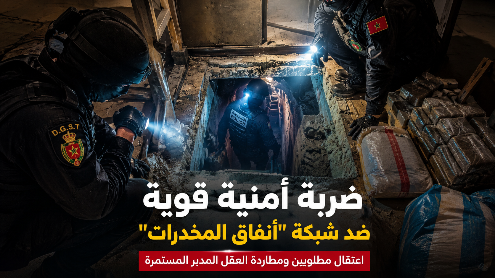 الأمن المغربي يضيّق الخناق على شبكة “أنفاق المخدرات”.. توقيف مطلوب ثانٍ والبحث مستمر عن العقل المدبر